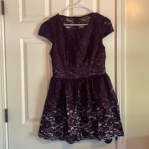 Purple Dress with Lace Overlay